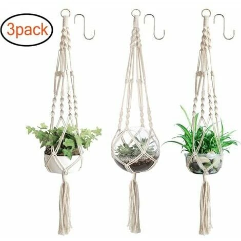 Ensemble De 3 Paniers Suspendus En Macramé Corde De Coton Panier Suspendu Pot De Fleur Porte-plante Cintre Pour Plafonds Extérieurs Intérieurs 3 Ensemble De 3 Paniers Suspendus En Macramé Corde De Coton Panier Suspendu Pot De Fleur Porte-plante Cintre Pour Plafonds Extérieurs Intérieurs