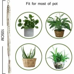 Ensemble De 3 Paniers Suspendus En Macramé Corde De Coton Panier Suspendu Pot De Fleur Porte-plante Cintre Pour Plafonds Extérieurs Intérieurs -Outsunny Eda Magasin 100266417 4