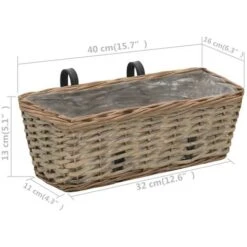 Jardinière De Balcon 2 Pcs Osier Avec Doublure En PE 40 Cm VidaXL -Outsunny Eda Magasin 11244517 3