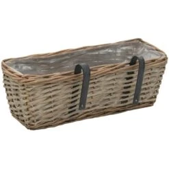 Jardinière De Balcon 2 Pcs Osier Avec Doublure En PE 40 Cm VidaXL -Outsunny Eda Magasin 11244517 4