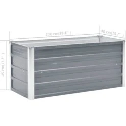 Lit Surélevé De Jardin Acier Galvanisé 100x40x45 Cm Gris VidaXL -Outsunny Eda Magasin 11244547 3