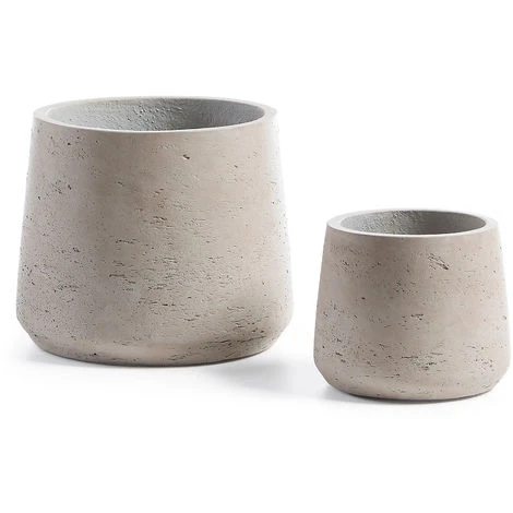 Kave Home - Lot De 2 Cache-pots Low Gris En Ciment Pour Usage Intérieur Et Extérieur 3 Kave Home - Lot De 2 Cache-pots Low Gris En Ciment Pour Usage Intérieur Et Extérieur