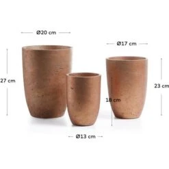 Kave Home - Lot De 3 Cache-pots Low Cuivre En Ciment Pour Usage Intérieur Et Extérieur -Outsunny Eda Magasin 12369512 3
