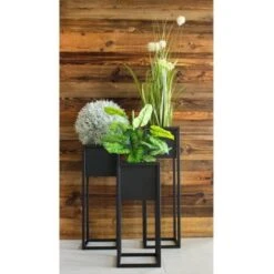 Pot De Fleurs Sur Pied Métal Noir 70 Cm H&S Collection -Outsunny Eda Magasin 12443154 2