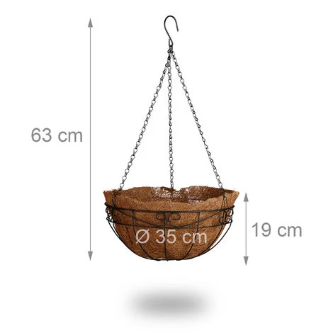 Relaxdays Lot De 3 Suspension Pour Plantes, Coco, 33 Litres, Avec Chaîne, Pot De 35 Cm De Diamètre, Marron 5 Relaxdays Lot De 3 Suspension Pour Plantes, Coco, 33 Litres, Avec Chaîne, Pot De 35 Cm De Diamètre, Marron – Image 3