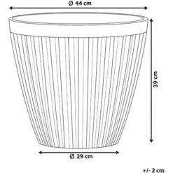 Cache-Pot Gris Taupe En Pierre Et Polyrésine 44 Cm Diamètre à Rayures Verticales Poka -Outsunny Eda Magasin 13100052 3