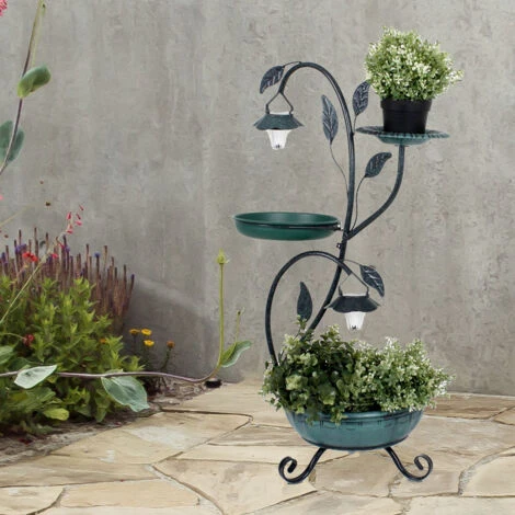 Fleur Plante Stands Soucoupe Bain D'oiseau Extérieur Lampe Solaire Stand Jardin Jardin Oiseau Bain Vert Harms 315128 4 Fleur Plante Stands Soucoupe Bain D'oiseau Extérieur Lampe Solaire Stand Jardin Jardin Oiseau Bain Vert Harms 315128 – Image 2