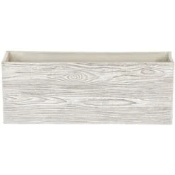 Bac à Fleurs Rectangulaire Blanc Effet Bois, 54 X 17 X 21 Cm, En Fibre D'Argile Pour Intérieur Et Extérieur Beliani