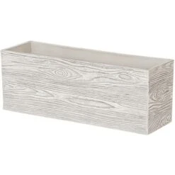Bac à Fleurs Rectangulaire Blanc Effet Bois, 54 X 17 X 21 Cm, En Fibre D'Argile Pour Intérieur Et Extérieur Beliani -Outsunny Eda Magasin 14018459 4