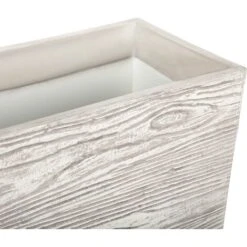 Bac à Fleurs Rectangulaire Blanc Effet Bois, 54 X 17 X 21 Cm, En Fibre D'Argile Pour Intérieur Et Extérieur Beliani -Outsunny Eda Magasin 14018459 5