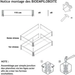 Carré Potager En Bois Naturel 1200x1200mm Hauteur 390mm -Outsunny Eda Magasin 15334836 3