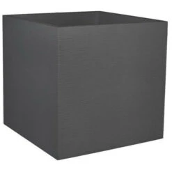 Pot Carré Graphit - Anthracite - 49.5x49.5x49.5 - 57L - EDA Plastiques - Intérieur Et Extérieur