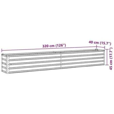 Lit Surélevé De Jardin Acier Galvanisé 320x40x45 Cm Anthracite VidaXL 5 Lit Surélevé De Jardin Acier Galvanisé 320x40x45 Cm Anthracite VidaXL – Image 3