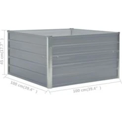 Jardinière 100 X 100 X 45 Cm Acier Galvanisé Gris VidaXL -Outsunny Eda Magasin 17913238 3