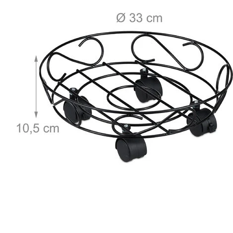 Relaxdays Support Roulant Plantes, 2, Rond, Intérieur Et Extérieur, Freins, Plateau Pour Pots De Fleurs, 28cm D. Métal 6 Relaxdays Support Roulant Plantes, 2, Rond, Intérieur Et Extérieur, Freins, Plateau Pour Pots De Fleurs, 28cm D. Métal – Image 4