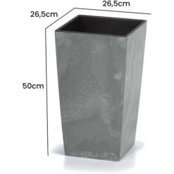 Pot De Fleurs - Bac à Fleur - Cache Pot Style Béton 26/49/91L Terrasse Jardin Intérieur Extérieur -Gris, 26 Liter (de) -Outsunny Eda Magasin 19378768 5