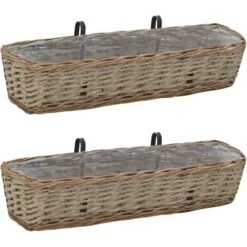 Jardinières De Balcon 2 Pcs Osier Avec Doublure De PE 80 Cm VidaXL
