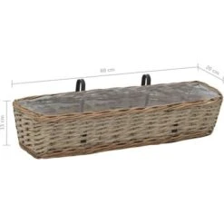 Jardinières De Balcon 2 Pcs Osier Avec Doublure De PE 80 Cm VidaXL -Outsunny Eda Magasin 19758408 3