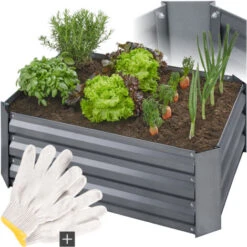 Carré Potager VALERIANA Galvanisé 140 L - 80 X 60 X 30 Cm - Potager Surélevé, Jardinière Surélevée, Lit De Plantation Surélevé