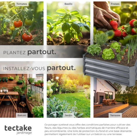 Carré Potager VALERIANA Galvanisé 140 L - 80 X 60 X 30 Cm - Potager Surélevé, Jardinière Surélevée, Lit De Plantation Surélevé 7 Carré Potager VALERIANA Galvanisé 140 L - 80 X 60 X 30 Cm - Potager Surélevé, Jardinière Surélevée, Lit De Plantation Surélevé – Image 5