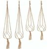 Lot De 4 Suspension Corde Plante Macramé Porte Pot Suspendu Plante Cintre Intérieur Extérieur Décoration Du Jardin Avec - 2 Pièces 105 Cm Et 2 Pièces 90 Cm, 4 Pieds -Outsunny Eda Magasin 22006128 1