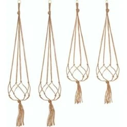 Lot De 4 Suspension Corde Plante Macramé Porte Pot Suspendu Plante Cintre Intérieur Extérieur Décoration Du Jardin Avec - 2 Pièces 105 Cm Et 2 Pièces 90 Cm, 4 Pieds