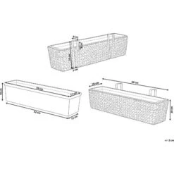 Jardinière Pot De Fleurs Rectangulaire De Type Panier En Fibres Naturelles Idéal Pour Balcon Terrasse Ou Jardin Boho (Bohème) Et Campagne Beliani -Outsunny Eda Magasin 22777789 3