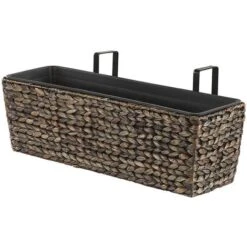 Jardinière Pot De Fleurs Rectangulaire De Type Panier En Fibres Naturelles Idéal Pour Balcon Terrasse Ou Jardin Boho (Bohème) Et Campagne Beliani -Outsunny Eda Magasin 22777789 4