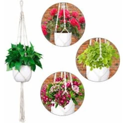 Macrame Suspension Plante Porte Suspendre Décoration Du Jardin Intérieur Extérieur Suspendus Planteur Panier (2 Paquets) -Outsunny Eda Magasin 23797500 5
