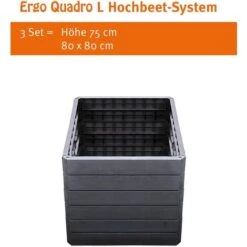 Jardinière Surélevée Ergo Quadro - 25 Cm, 80 X 80 Cm - Anthracite Garantia -Outsunny Eda Magasin 25410208 5