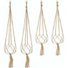 LITZEE Lot De 4 Suspension Corde Plante Macramé Porte Pot Suspendu Plante Cintre Intérieur Extérieur Décoration Du Jardin Avec - 2 Pièces 105 Cm Et 2 Pièces 90 Cm, 4 Pieds