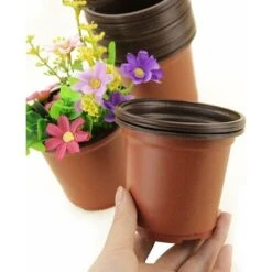 LITZEE Lot De 100 Pots En Plastique Pour Semis Et Plant, 10 Cm -Outsunny Eda Magasin 26468125 5