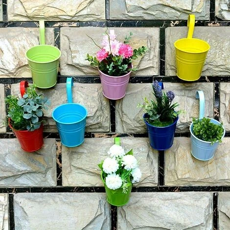 Pot De Fleurs En Fer/métal à Suspendre Pour 8 pots Balcon Jardin Mur Seau En Métal à Suspendre Support Cadeau Detachable Style 5 Pot De Fleurs En Fer/métal à Suspendre Pour 8 pots Balcon Jardin Mur Seau En Métal à Suspendre Support Cadeau Detachable Style – Image 3