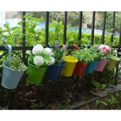 Pot De Fleurs En Fer/métal à Suspendre Pour 8 pots Balcon Jardin Mur Seau En Métal à Suspendre Support Cadeau Detachable Style 10 Pot De Fleurs En Fer/métal à Suspendre Pour 8 pots Balcon Jardin Mur Seau En Métal à Suspendre Support Cadeau Detachable Style -Outsunny Eda Magasin 26551440 4