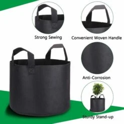 5 X Sacs De Plantes,Sacs De Culture De 5 Gallons De Pots En Tissu Non Tissé Haut De Gamme Et Respirants Avec Poignées Pour Dragage Et Plantation De Jardin,Sac De Jardin écologique -Outsunny Eda Magasin 26551445 4