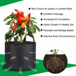 5 X Sacs De Plantes,Sacs De Culture De 5 Gallons De Pots En Tissu Non Tissé Haut De Gamme Et Respirants Avec Poignées Pour Dragage Et Plantation De Jardin,Sac De Jardin écologique -Outsunny Eda Magasin 26551445 5