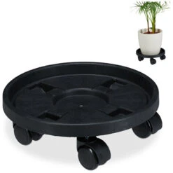 Relaxdays, Plateau à Roulettes Pour Plantes, Jeu De 2, D. 30,6 Cm, Support Pour Fleurs Avec Roues, Intérieurt, Extérieur