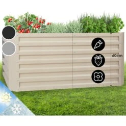 Blumfeldt Jardinieres Exterieur Surélevées, Pot De Fleur Exterieur Pour Les Fleurs, Herbes, Fruits, Légumes, Bac Jardiniere Balcon, Potager Sur Pied, Acier Ultra Solide, 432L, 120 X 60 X 60cm, Argent
