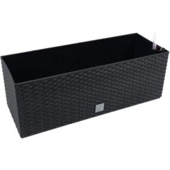 PROSPERPLAST Jardinière Rectangulière Noir Arrosage Automatique 17l.