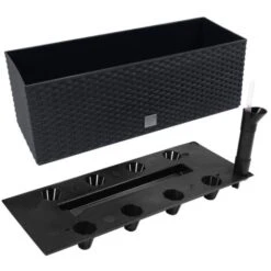 PROSPERPLAST Jardinière Rectangulière Noir Arrosage Automatique 17l. -Outsunny Eda Magasin 27610622 3