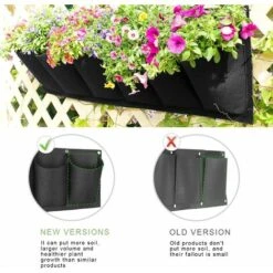 Kueatily Sac De Plantation Vertical, Jardin Sac à Plantes Mural Jardinière Suspendue Balcon Pot à Suspendre Intérieur Extérieur Fleur 6 Poches (Noir) -Outsunny Eda Magasin 27804568 3