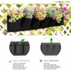 Kueatily Sac De Plantation Vertical, Jardin Sac à Plantes Mural Jardinière Suspendue Balcon Pot à Suspendre Intérieur Extérieur Fleur 6 Poches (Noir) -Outsunny Eda Magasin 27804568 4