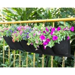 Kueatily Sac De Plantation Vertical, Jardin Sac à Plantes Mural Jardinière Suspendue Balcon Pot à Suspendre Intérieur Extérieur Fleur 6 Poches (Noir) -Outsunny Eda Magasin 27804568 5