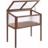 OUTSUNNY Mini Serre Sur Pieds Dim. 90L X 50l X 93H Cm Toit Ouvrable Panneaux De Polycarbonate Bois Sapin Traité -Outsunny Eda Magasin 28189137 1