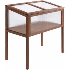 OUTSUNNY Mini Serre Sur Pieds Dim. 90L X 50l X 93H Cm Toit Ouvrable Panneaux De Polycarbonate Bois Sapin Traité -Outsunny Eda Magasin 28189137 4