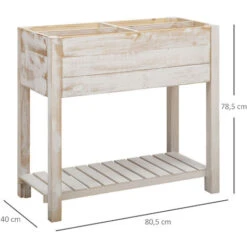 OUTSUNNY Jardinière Sur Pieds Potager Dim. 80L X 40l X 78H Cm Bois Sapin Blanc Effet Vieilli -Outsunny Eda Magasin 28278742 3
