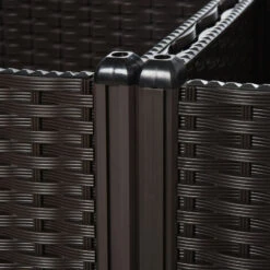 OUTSUNNY Jardinière Sur Pieds Carré Potager 2 étages Dim. 80L X 80l X 44H Cm Insert D'irrigation Plastique Imitation Rotin Tressé Chocolat -Outsunny Eda Magasin 28368951 5