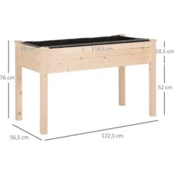 OUTSUNNY Jardinière Sur Pieds Potager Dim. 122L X 56l X 76H Cm Inserts D'irrigation + Feutre De Drainage Inclus Bois Massif Sapin 9 OUTSUNNY Jardinière Sur Pieds Potager Dim. 122L X 56l X 76H Cm Inserts D'irrigation + Feutre De Drainage Inclus Bois Massif Sapin -Outsunny Eda Magasin 28503721 3