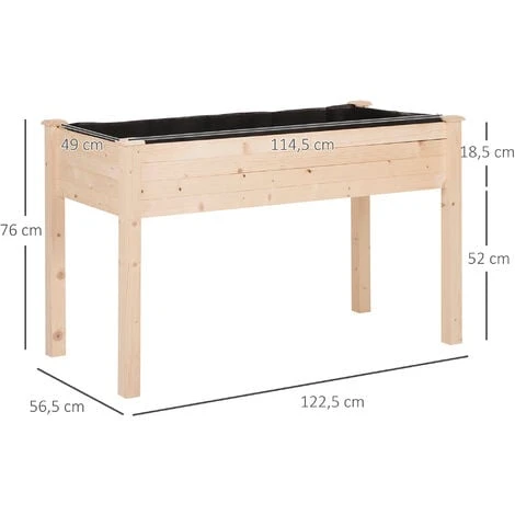 OUTSUNNY Jardinière Sur Pieds Potager Dim. 122L X 56l X 76H Cm Inserts D'irrigation + Feutre De Drainage Inclus Bois Massif Sapin 5 OUTSUNNY Jardinière Sur Pieds Potager Dim. 122L X 56l X 76H Cm Inserts D'irrigation + Feutre De Drainage Inclus Bois Massif Sapin – Image 3