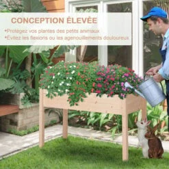 OUTSUNNY Jardinière Sur Pieds Potager Dim. 122L X 56l X 76H Cm Inserts D'irrigation + Feutre De Drainage Inclus Bois Massif Sapin 11 OUTSUNNY Jardinière Sur Pieds Potager Dim. 122L X 56l X 76H Cm Inserts D'irrigation + Feutre De Drainage Inclus Bois Massif Sapin -Outsunny Eda Magasin 28503721 5